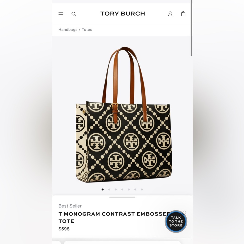 T MONOGRAM CONTRAST EMBOSSED TOTE - Picture 4 of 5